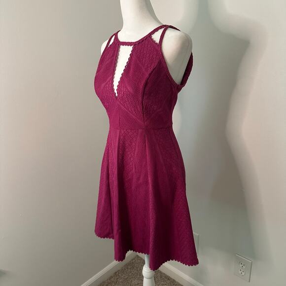Free People magenta pink embroidered lace sleeveless a-line mini dress size 2 - Picture 3 of 12
